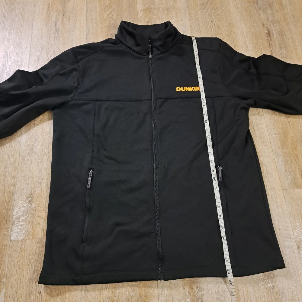 Black Soft Full-zip Dunkin' Uniform Jacket Polyester Micofleece Men's Size Large - Picture 3 of 10